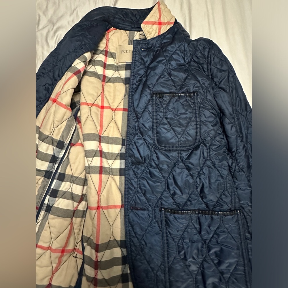 Burberry Quilted Jacket Elbow Patch Navy Nylon Co… - image 1